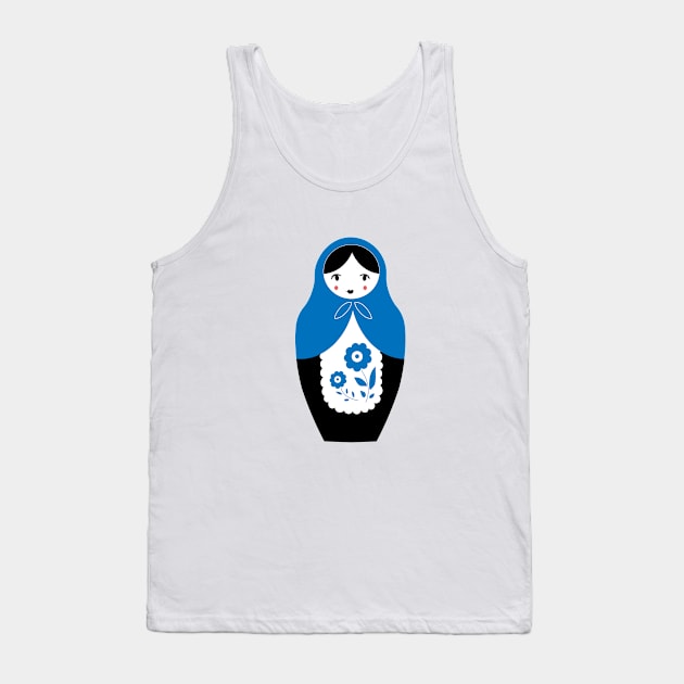 Matryoshka Nesting Doll, Blue Tank Top by BeanstalkPrints